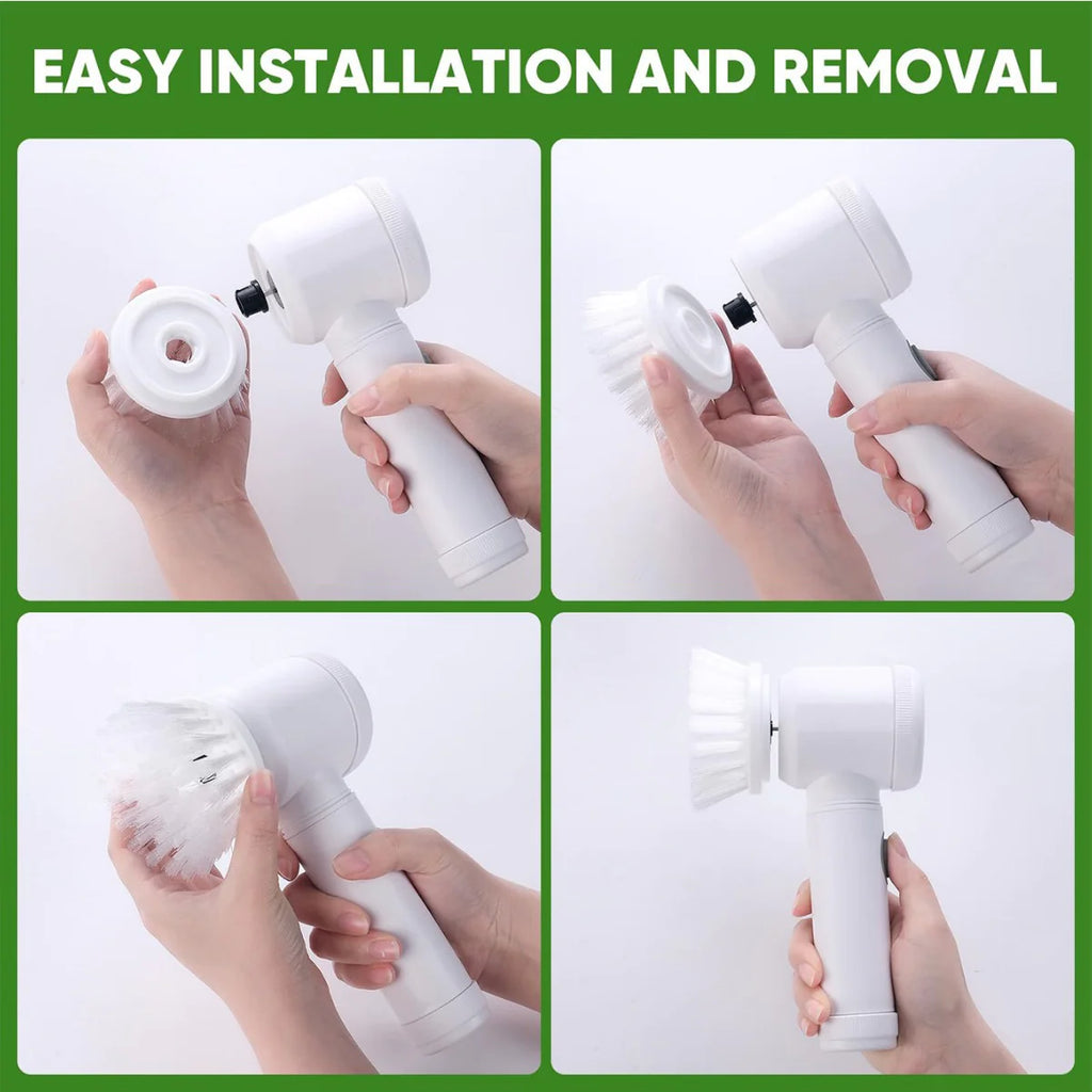Spin scrubber brush attachments