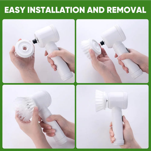Spin scrubber brush attachments
