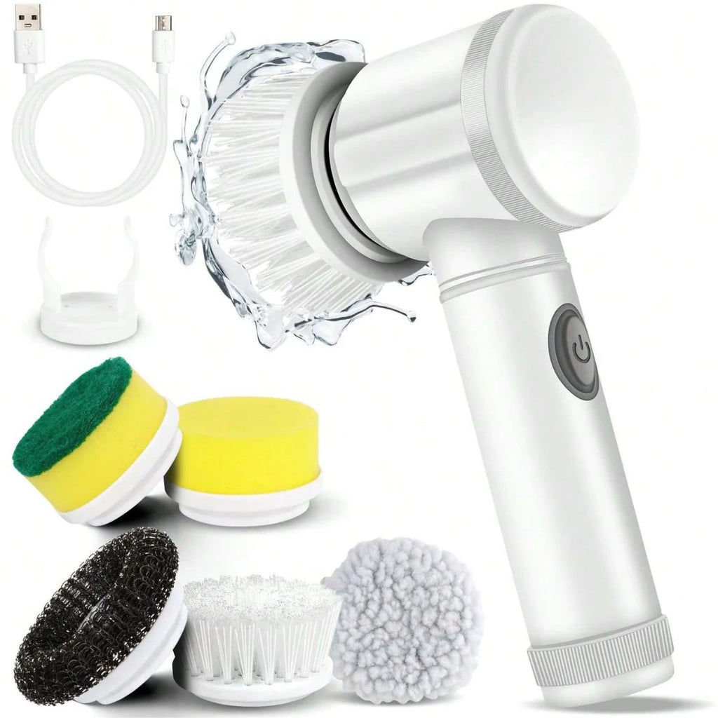 Cordless spin scrubber in use