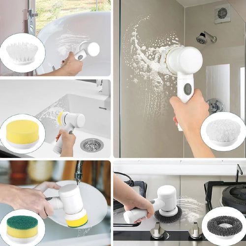 Cordless electric spin scrubber